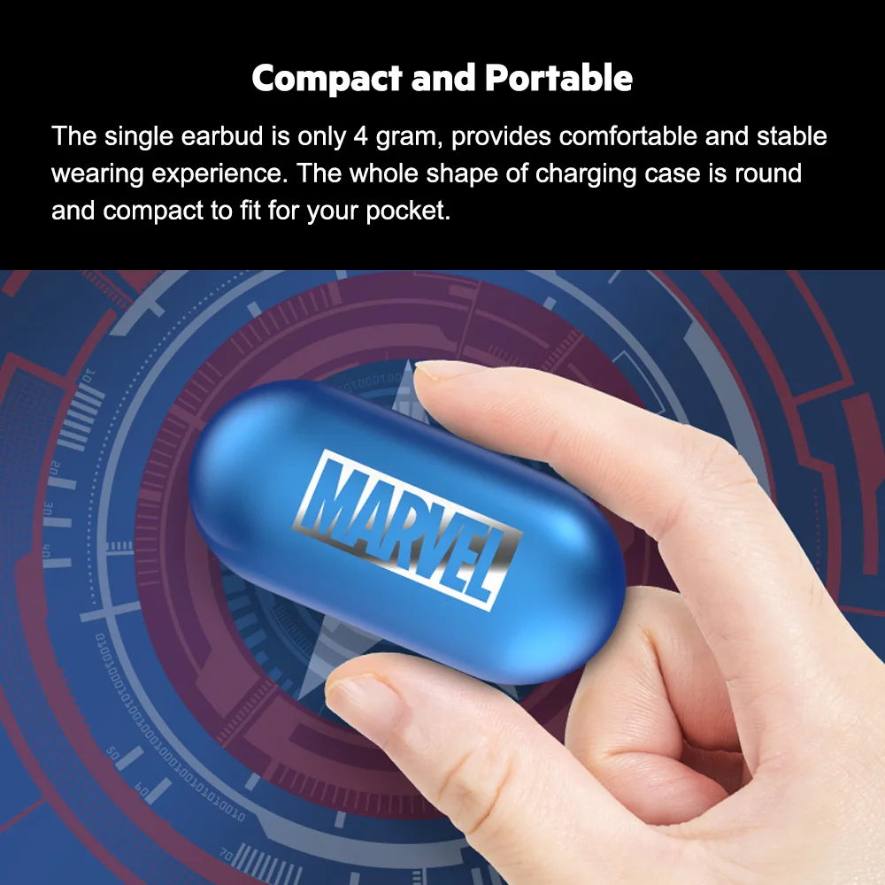 
Hot Sale Marvel Wireless Bluetooth 5.0 TWS HiFi Headphone Earphone Iron Man Spider Man Captain America for Phone 
