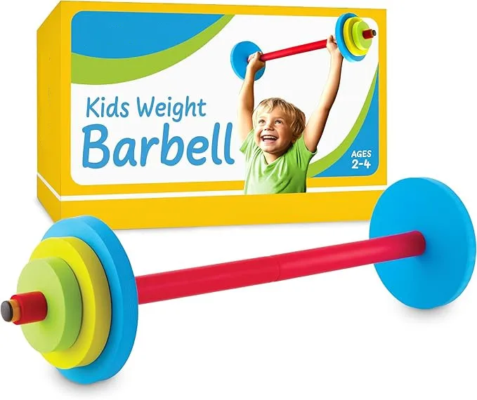 Wellshow Kids Barbell Weight Set Toy Workout Equipment Kid Weights for Exercise Toddler Fun Fitness Colorful