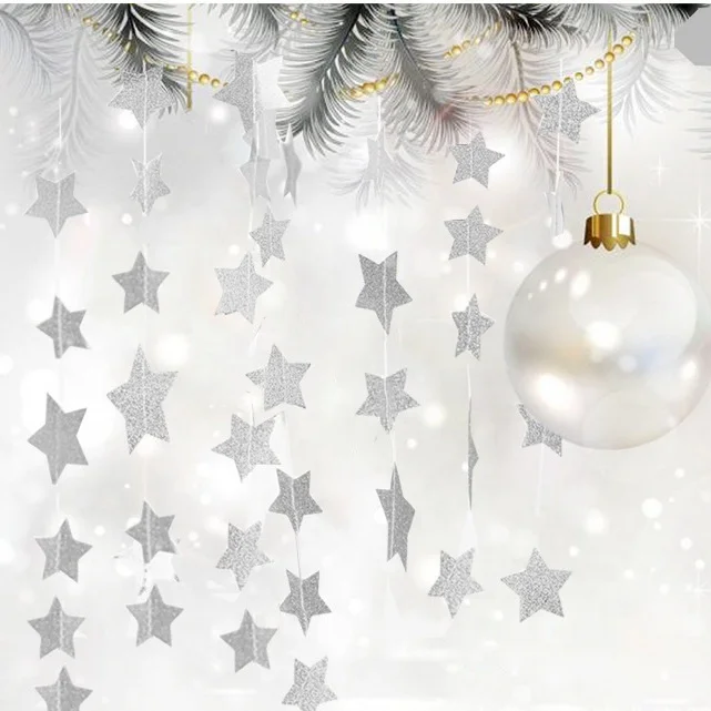 4M Star Glitter Paper Garland Wedding Party Decorations String Favors