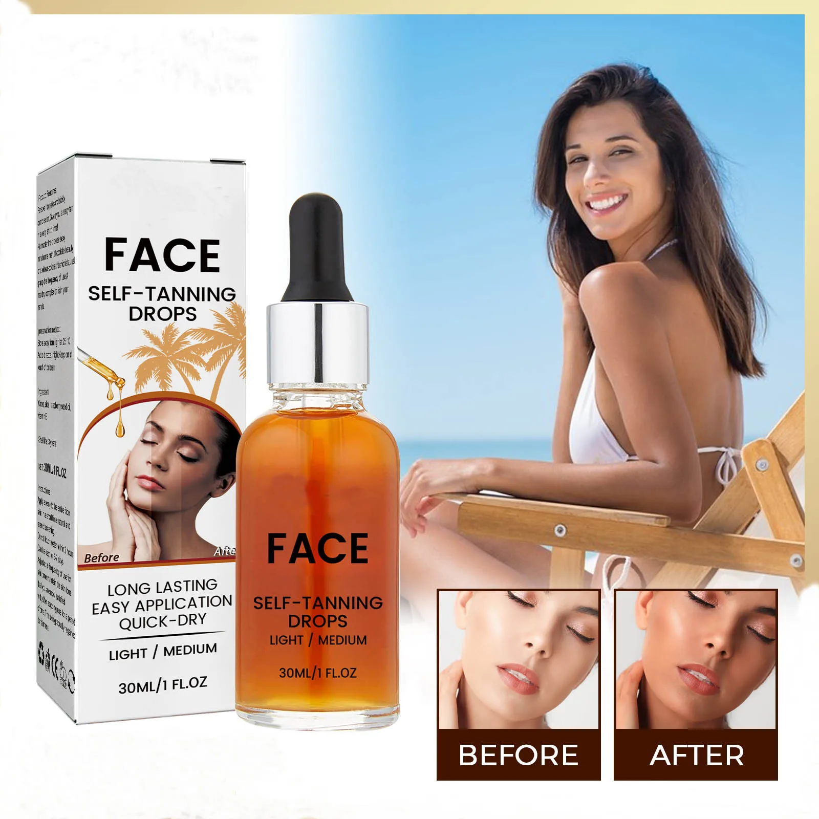 Hot Product Private Label Vegan Self Tan Serum Dark Brown Body Tan Oil Wholesale Fake Tan Serum Oil