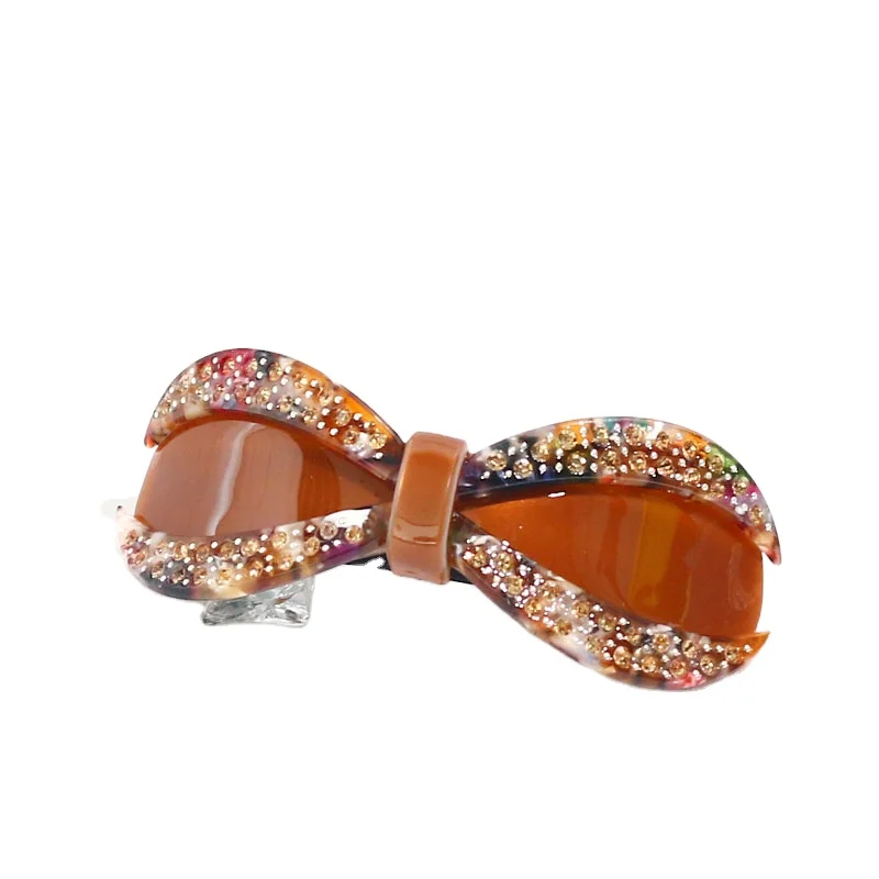 custom made classical diamond rhinestone barrette hair clips bowknot shaped design barrettes large acetate hair clips