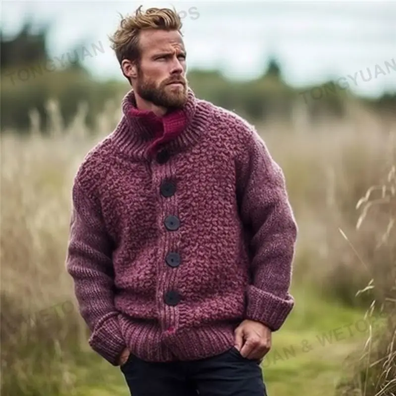 Производители одежды на заказ толстое пальто на пуговицах зимняя водолазка большого размера вязаные мужские свитера большого размера