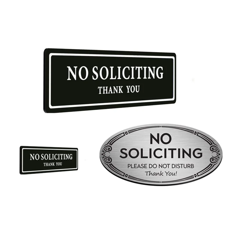 Self-Adhesive Digitally Printed Durable UV and Weather Resistant Go Away No loitering No soliciting Sticker Sign for Home Door