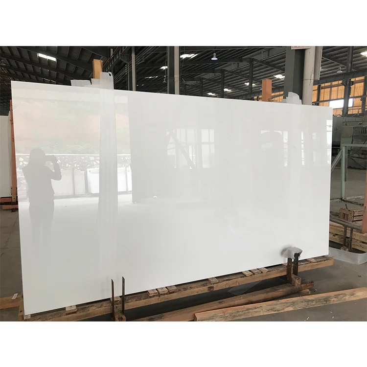 Manufacturer wholesale Artificial Glass Marble Pure White Nano Crystallized Marble slabs