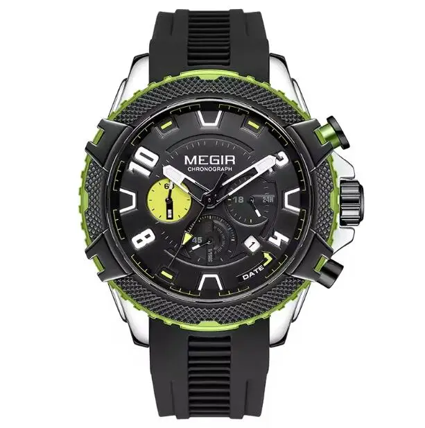 MEGIR Watches for Men Fashion Sport Chronograph Quartz Waterproof Wristwatch with Calendar Date Watch 2200