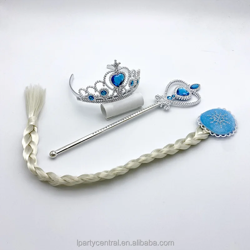 LP Princess Elsa Dress up Party Accessories  Jewelry Play Toy for Girls Party  Favors Set Elsa Crown  Tiara Gloves Wig and Wand