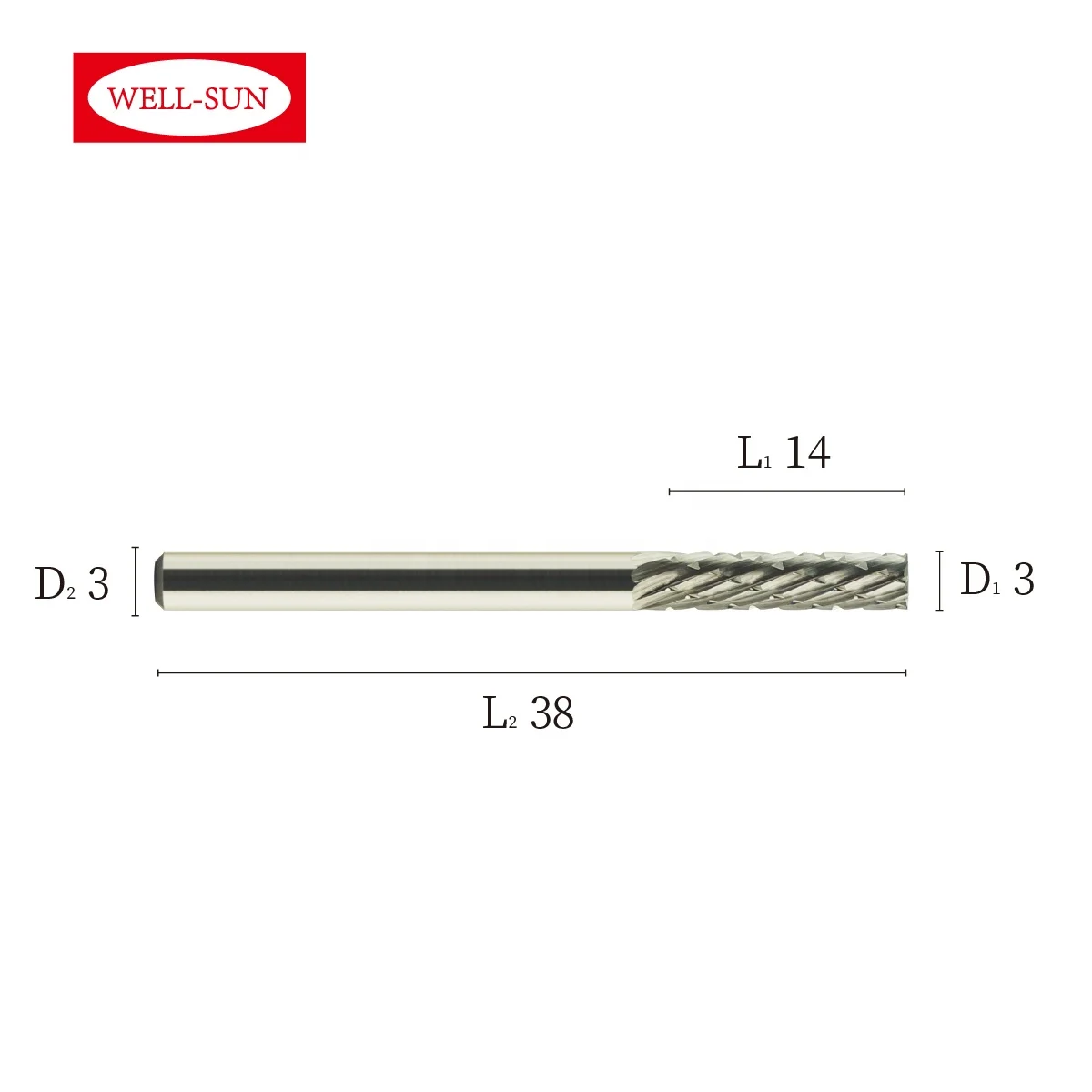 B-03-300185 Factory Cylindrical With End Cut Tungsten Rotary Carbide Burr 3mm shank Removing Metal Working Bur