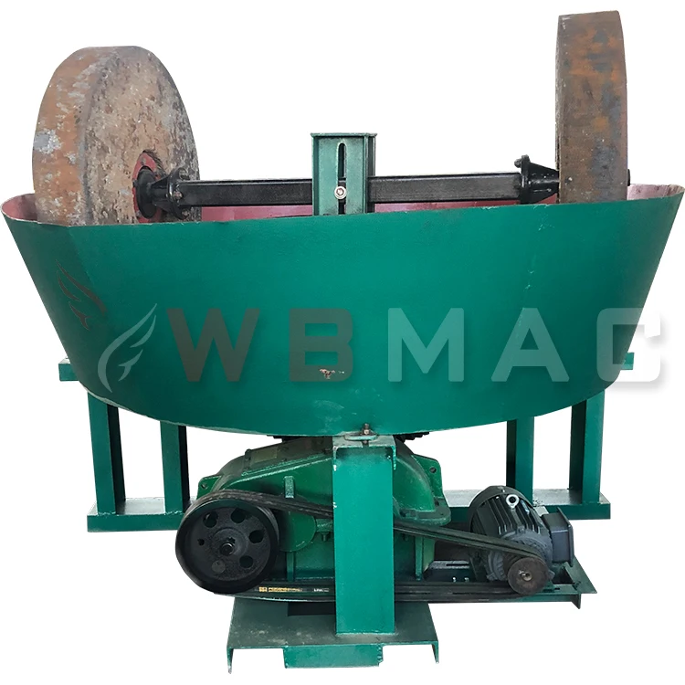 High Efficiency Gold Ore Processing Plant 2 Wheel Vertical Gold Grinding Milling Machine 1200 Wet Pan Mill