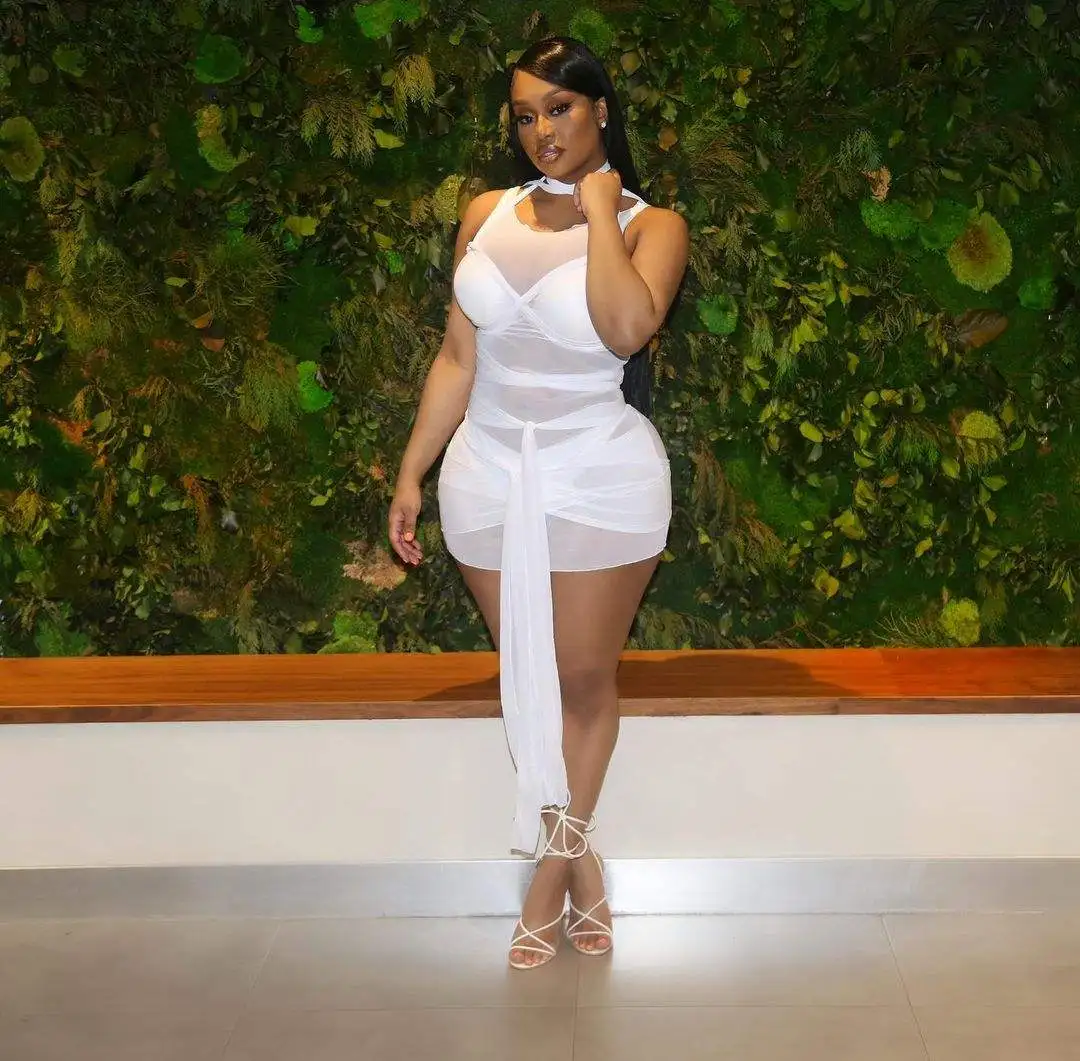 Wholesale 2021 Hollow Out Bandage Dress Fashion Women Summer Dress Mini Slim Party Dress