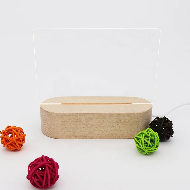Korean Style DIY Blank Acrylic Lamp USB Wooden Electric Lights Custom Name Table Light the Night