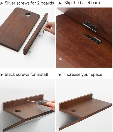 Wood Wall Floating Nightstands Set of 2 with Cable Hole Bedside Table Lightweight Small Night Stand Hanging For Wall Storage