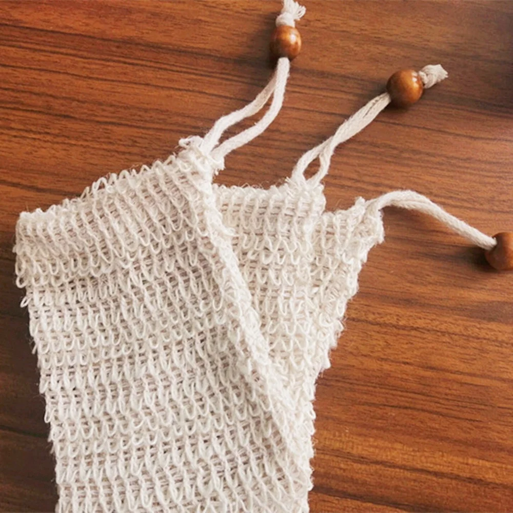 9*14cm Wholesale eco-friendly natural sisal soap bag drawstring customized sisal soap bag with no plastic bag packaging