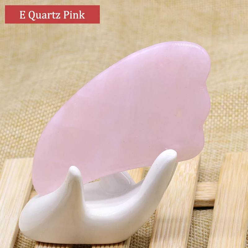 JD015 White green agate Rose Quartz Guasha Board Natural  jade stone Gua Sha Scraper Tools cleat shape