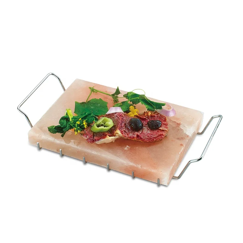 Hot sale Outdoor Kitchen Tool Barbecue Grilling Tool amping BBQ rock salt brick with holder