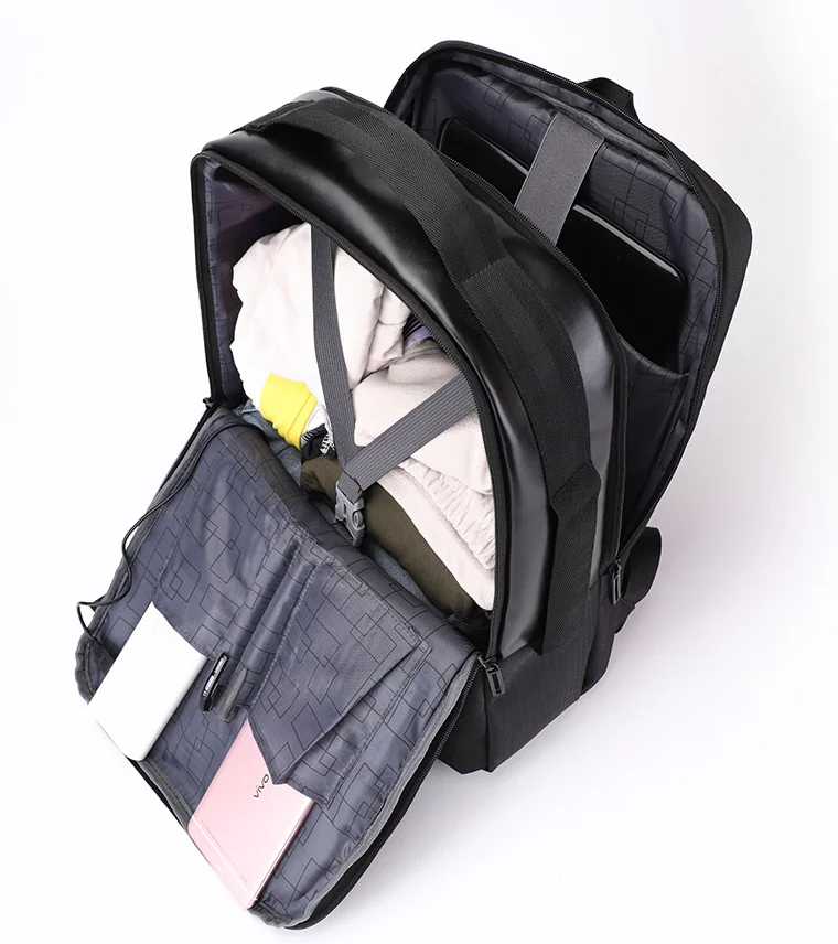 wholesale teavel laptop backpack bag men, hiking USB charger leather backpack with luggage belt