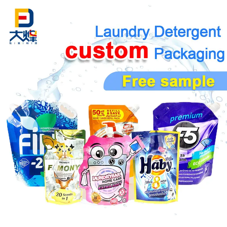 1l 2l Doypack Spout Liquid Laundry Packaging Plastic Bag for Detergent Powder