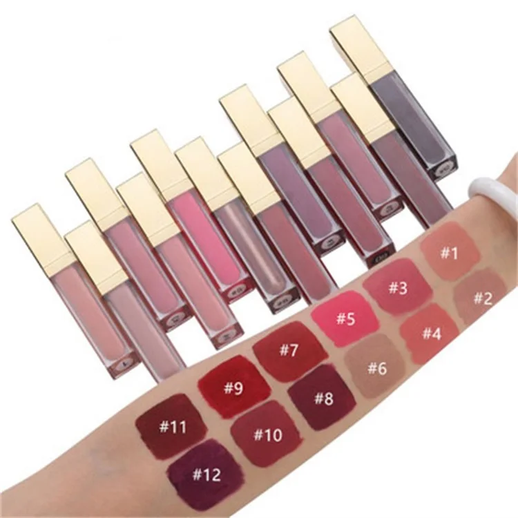 
long lasting glitter lipgloss 12 color glossy lipgloss lip gloss 