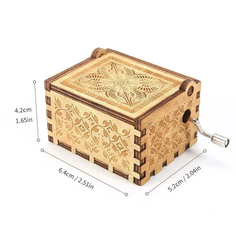 31 designs hot sale Gift Melody Hand Crank Laser Engraved Anime Demon Slayer Hand Crank Wooden Music box