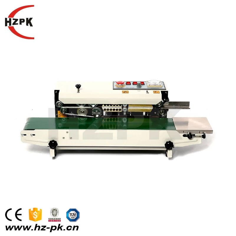 
HZPK FR-770 electronic continuous band food aluminum foil plastic paper bag pouch heat sealing machine manufacturer 