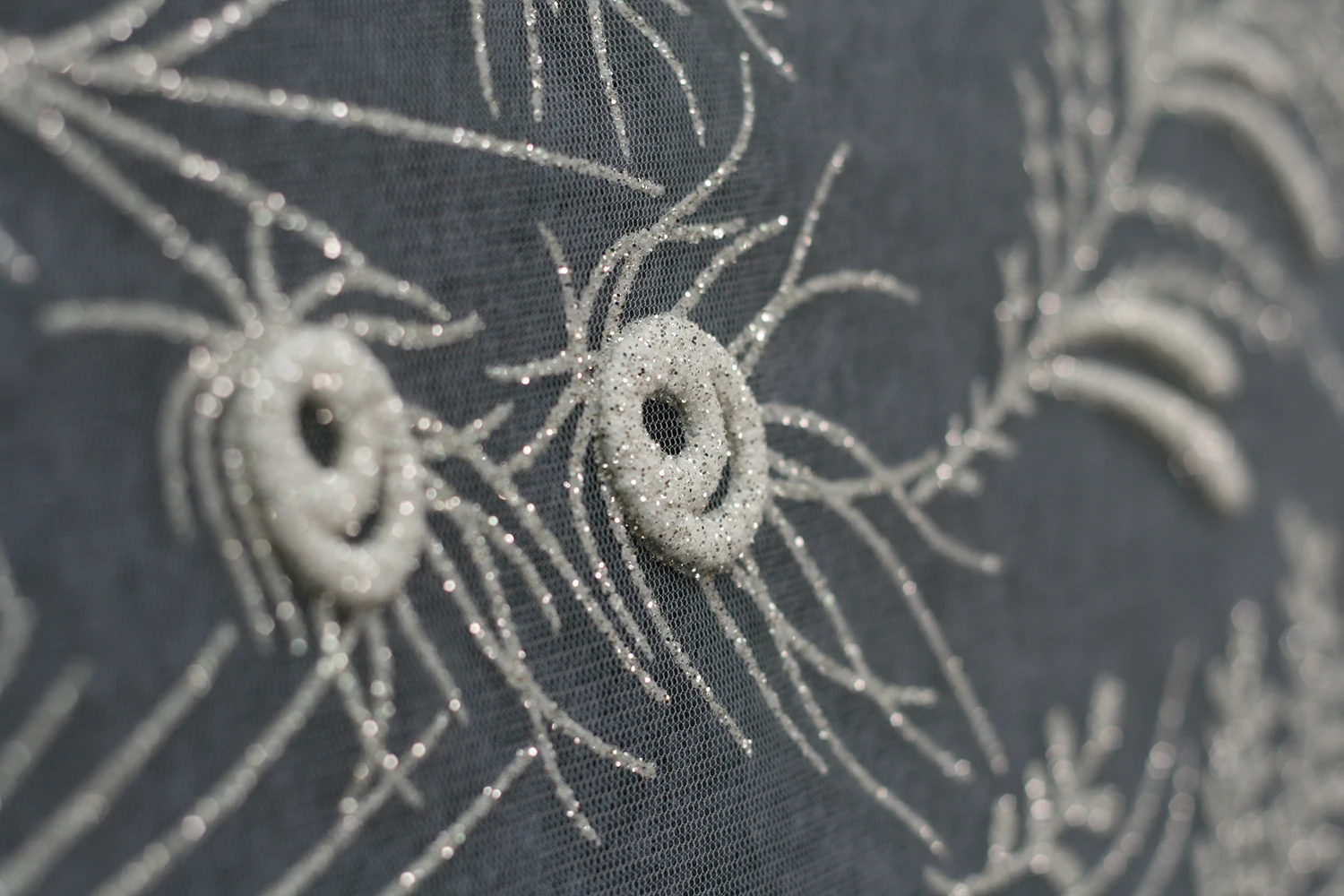 Print Tulle Fabric Bridal Glitter Tulle Mesh White Wedding Fabric 3D Glitter Foam Tulle Fabric