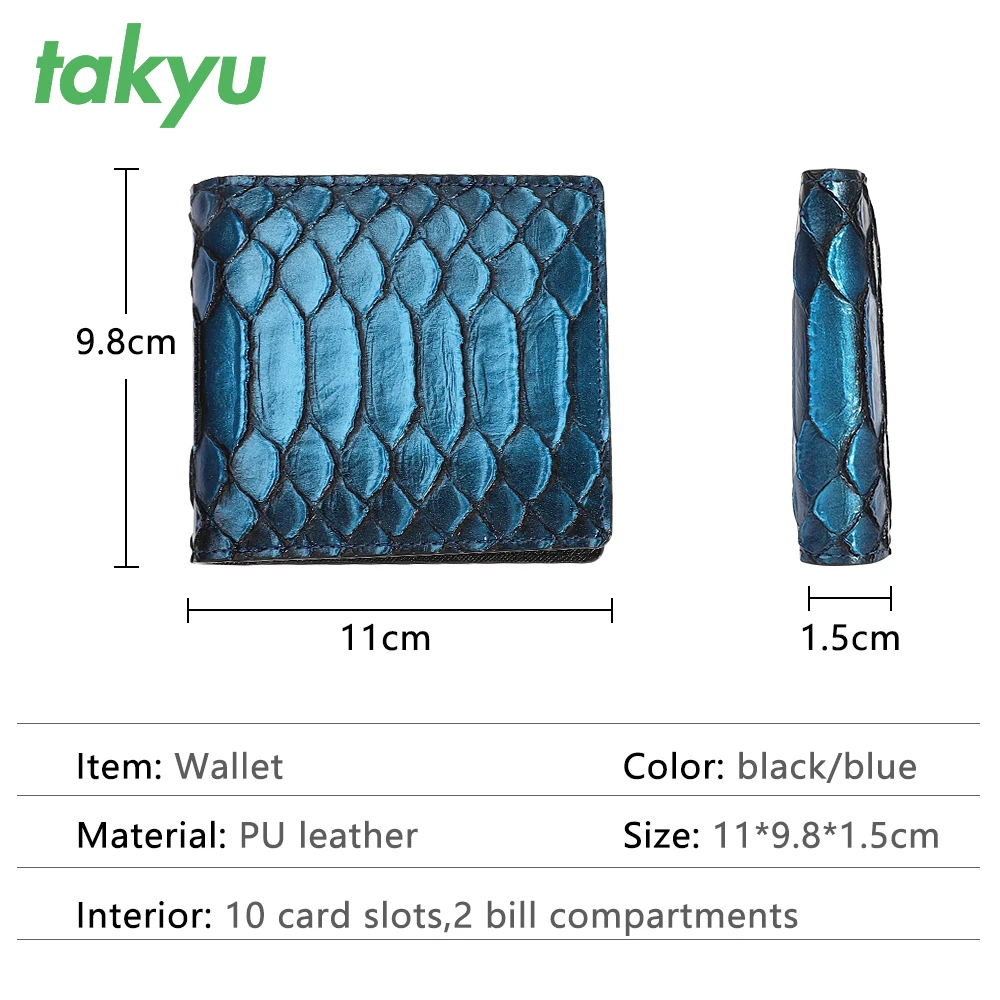 Luxury hot python pattern folding slim ladies wallets and purses women card holder genuine leather wallet for men
