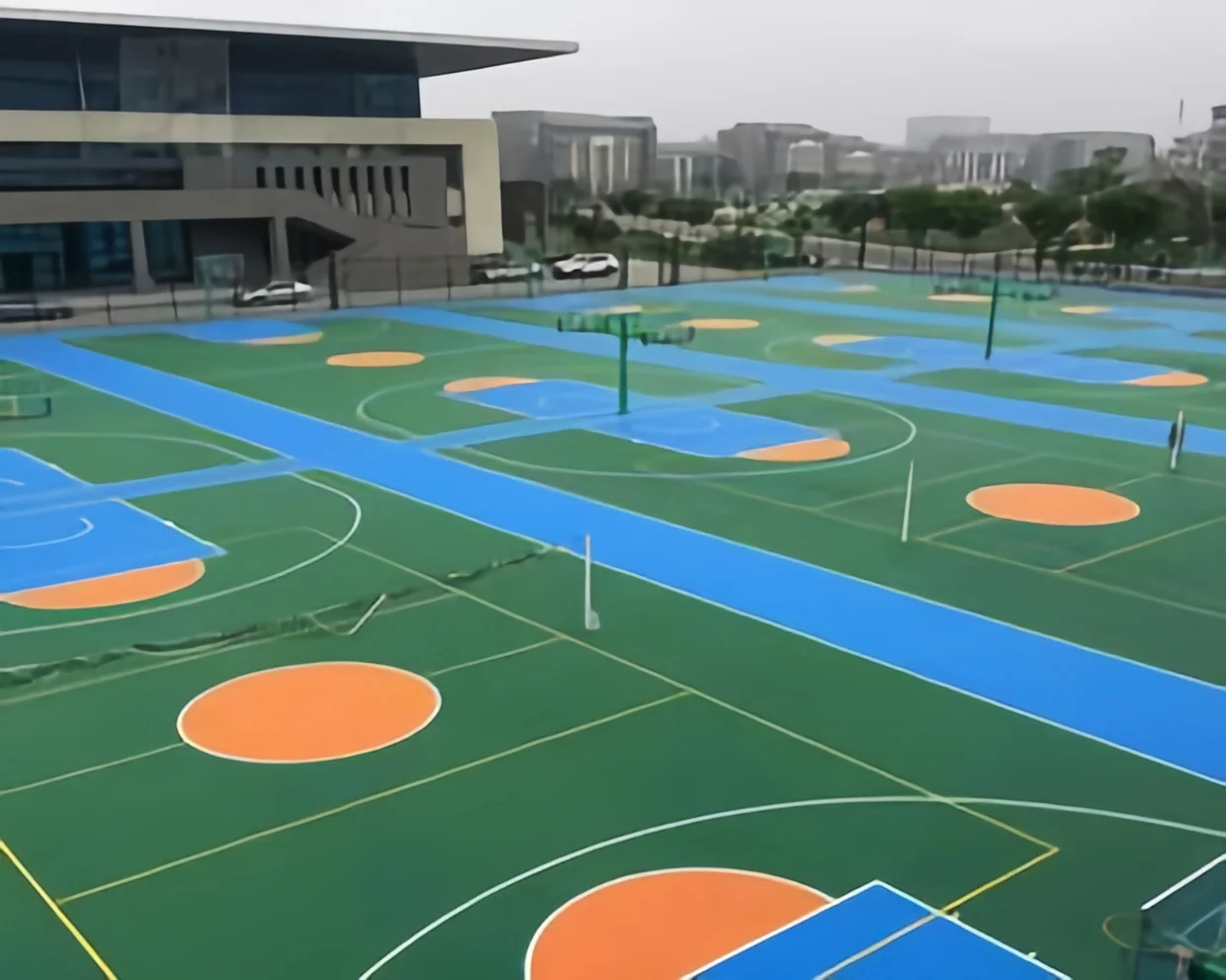 Colorful customizable wholesale indoor and outdoor sports field sports floor coating silicon PU