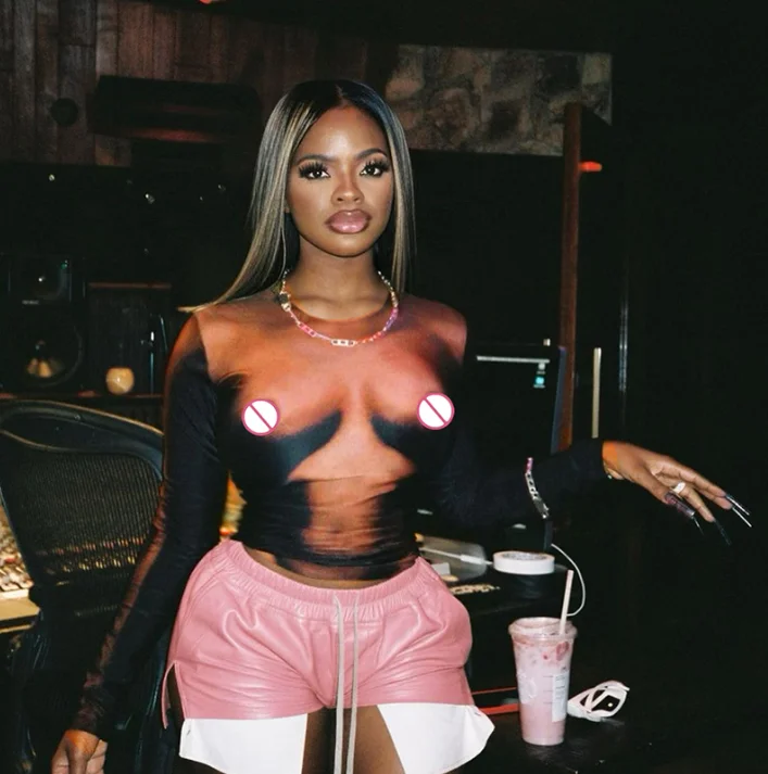 2022 fashion street wear tops Ladies  summer sexy long sleeve 3D body  print skinny slim crop top women