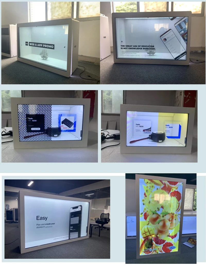 75 Inch Transparent LCD Digital Signage Display Box Interactive Touch Screen for Advertising 3D Holographic Display Cabinet