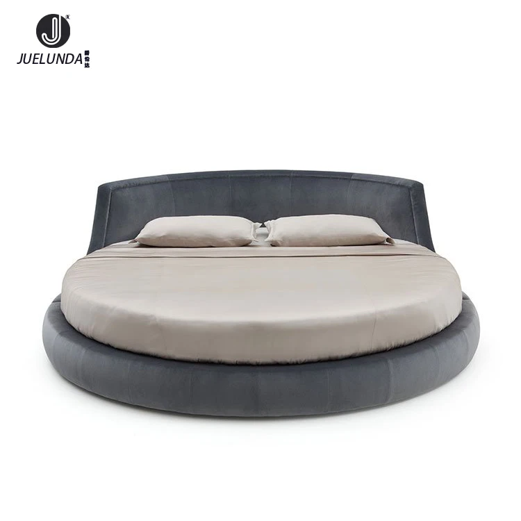 high quality bed villa luxury round bed king size modern beds bedroom furniture solid wood row skeleton with PVC feet frame