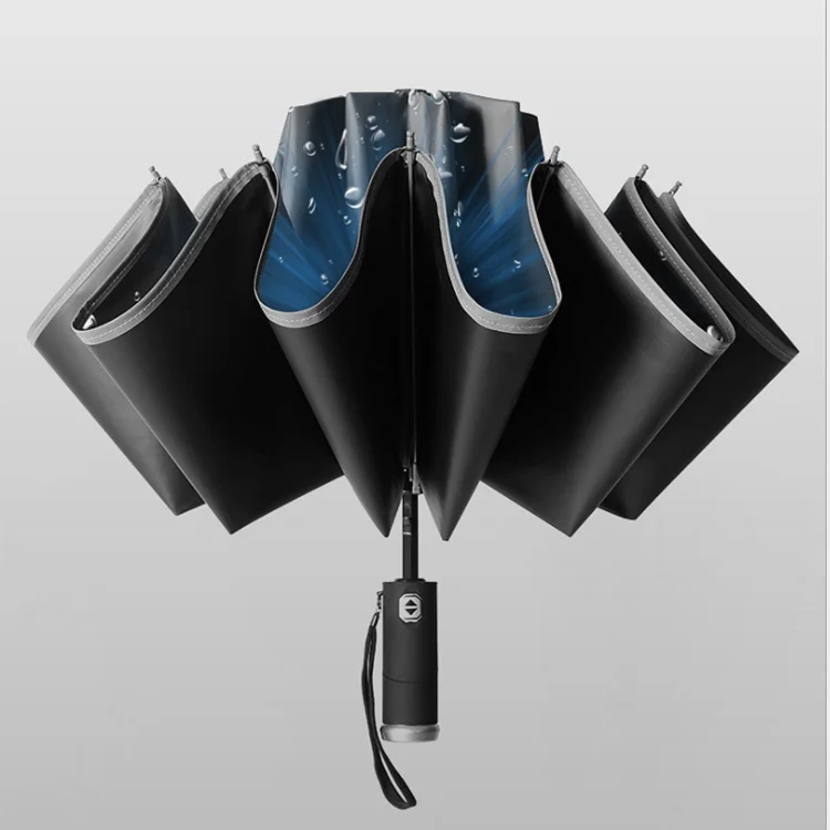 Автомобильный зонт для мужчин и женщин, автоматический зонт заднего вида двойного назначения, складной, большой, черного цвета