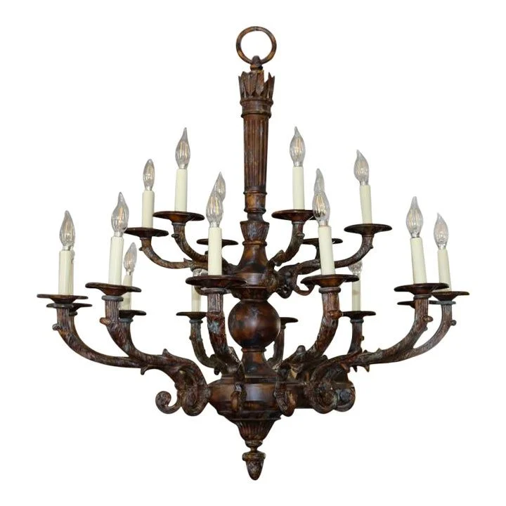 American Style Bronze 18 Light Chandelier Vintage Retro Pendant Light
