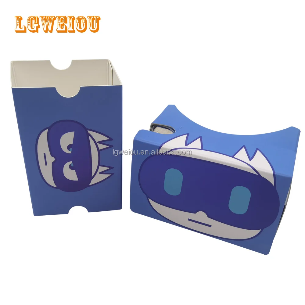 
Hot Selling VR Cardboard 3D Headset Virtual Reality Box with Head Strap Sucker VR paper glasses OEM PRINTING LOGO 