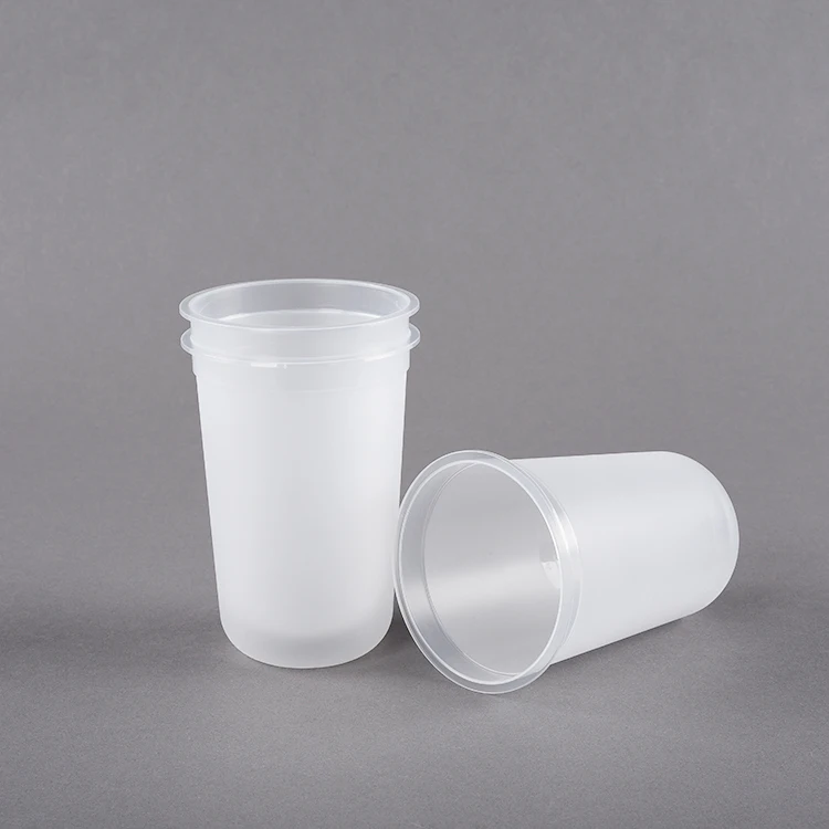Hot sale biodegradable pp plastic material frosted u shaped cup drinking boba bubble tea cups disposable