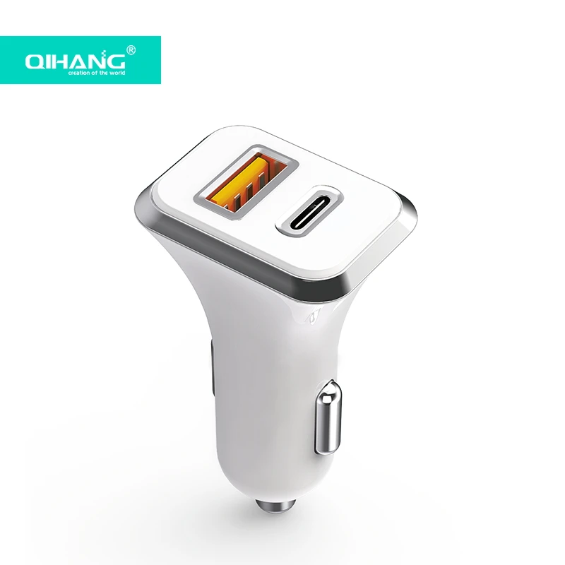  Быстрое зарядное устройство QIHANG 18 Вт 12 В адаптер питания Usb-c Тип C под заказ портативное двойное автомобильное Qc3.0