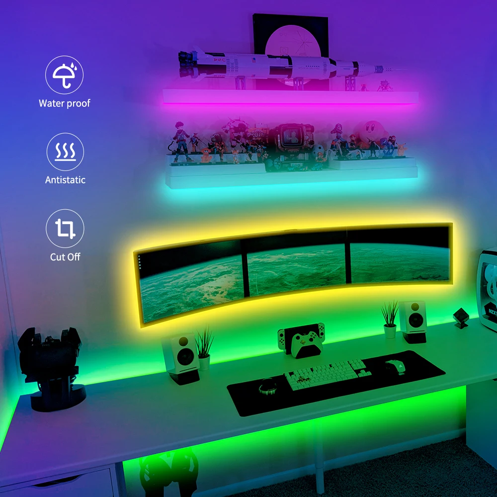 2022 Multi Colored Garden IP65 5050 RGB USB 12 Volts Tuya Flexible Waterproof 5m Bedroom TV 44key Smart Wifi LED Light Strip