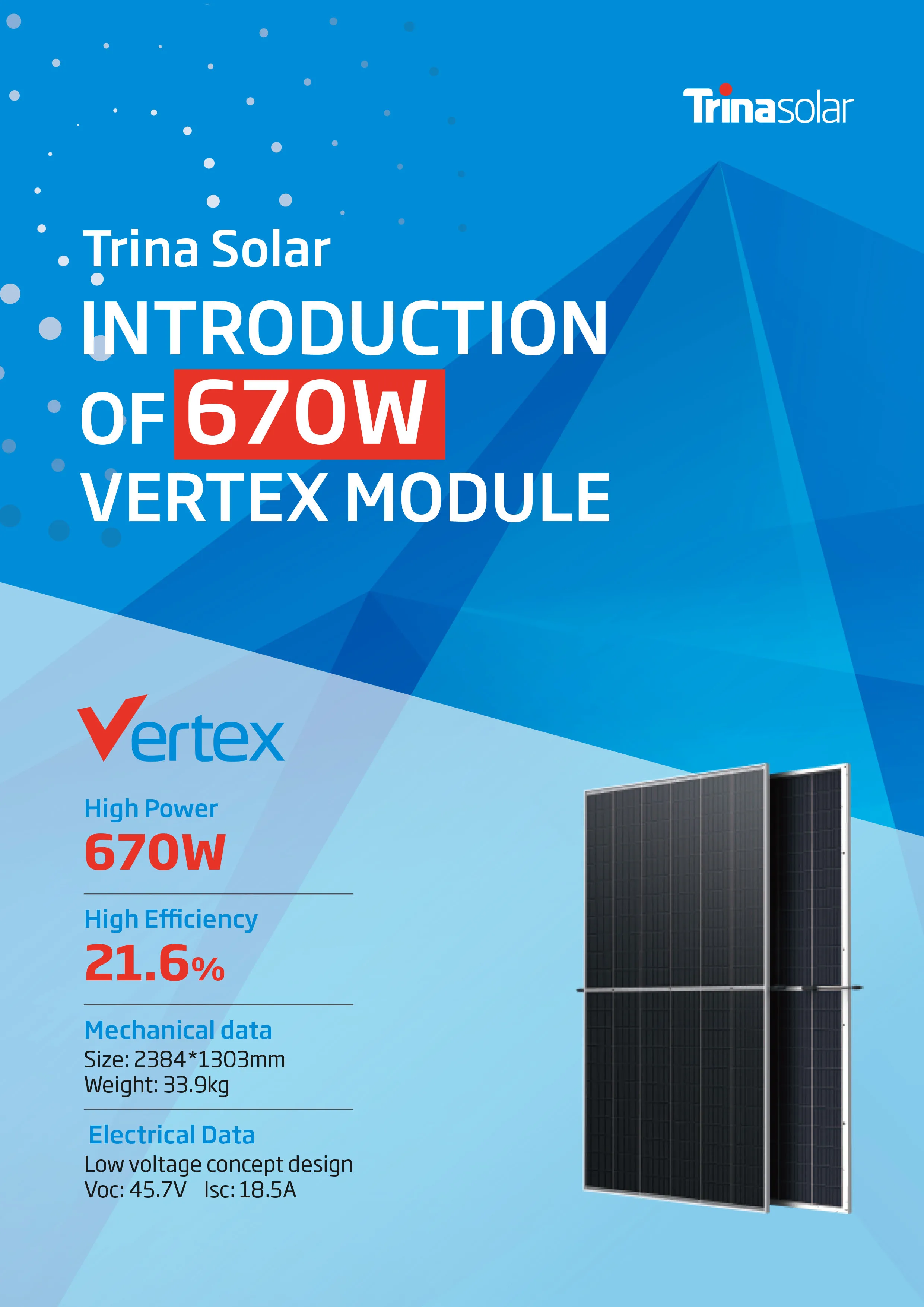 Trina  Best solar panel 640 650 660 670 680 690 700 Watt 500w Monocrystalline Solar Panel