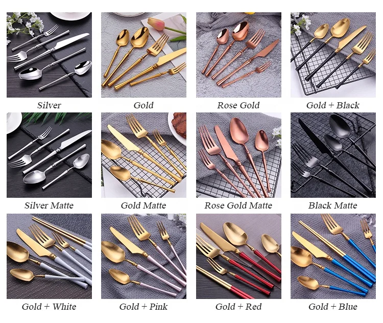 Slim PVD Handle 18/8 Stainless Steel Wedding Flatware Sets Black Silverware Cutlery Set