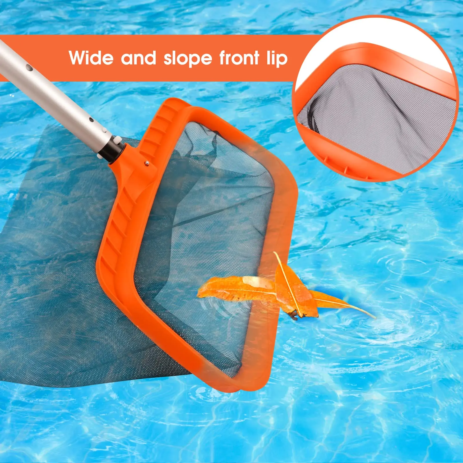 Pool skimmer durable leaf rake cleaning net deep water leaf pool net pool skimmer net heavy duty leaf rake cleaning