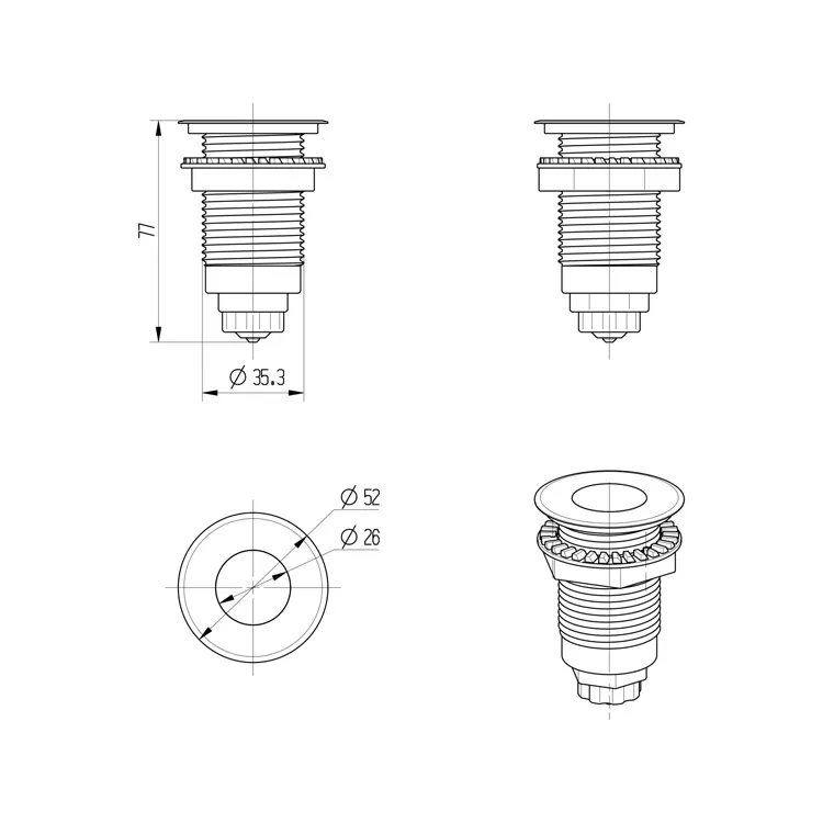 Whirlpool Accessories Bathtub Thin Push Button For Hydro Spa Massage
