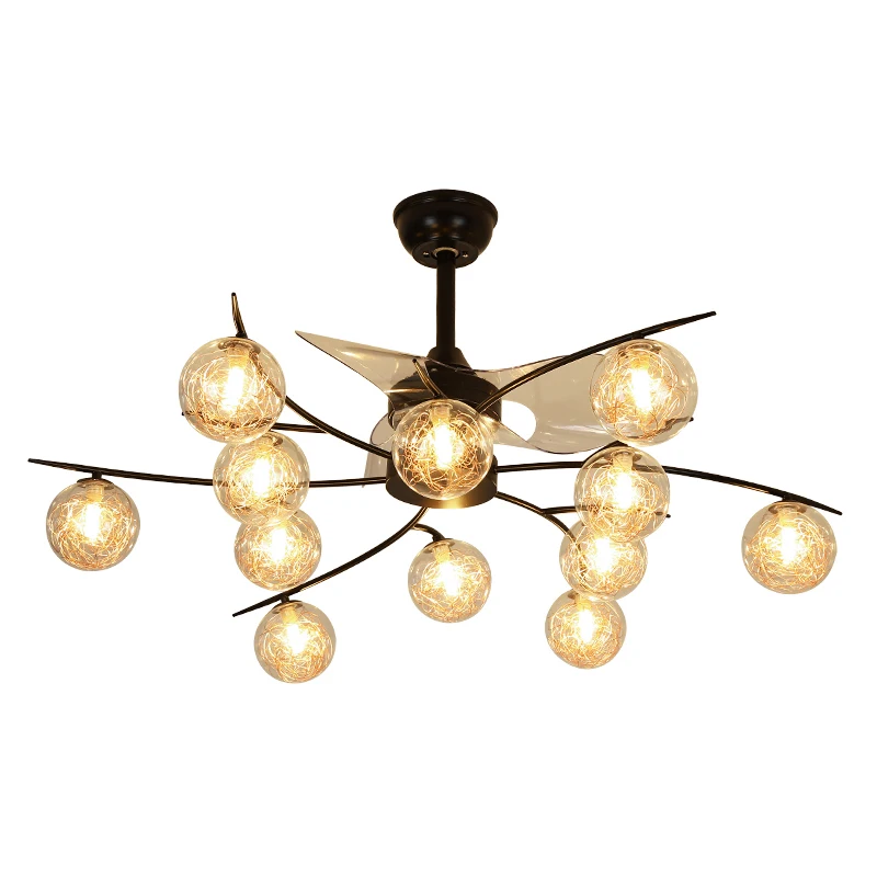 Wholesale chandelier fan 12-head house coffee shop decorative ceiling fan pendant light lamp fan
