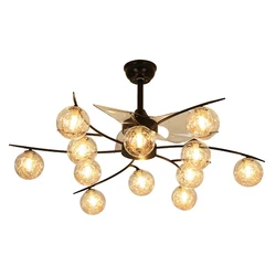 Wholesale chandelier fan 12-head house coffee shop decorative ceiling fan pendant light lamp fan
