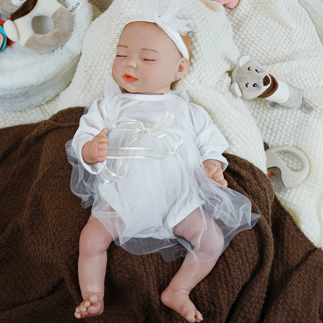 Factory Cheap 17 Inch Handmade Realistic Full Soft Body Lifelike Cute Newborn Sleeping Reborn Baby Dolls