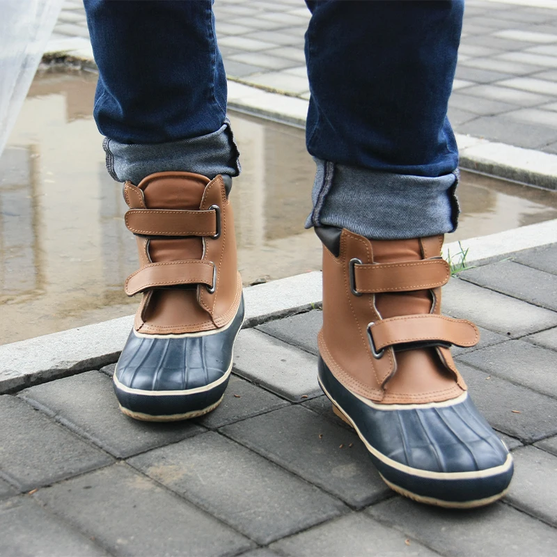 Custom Comfortable Winter Wellies Waterproof Quilted Rain Warm Bean Winter Snow Duck Boots for Women Men Wholesale