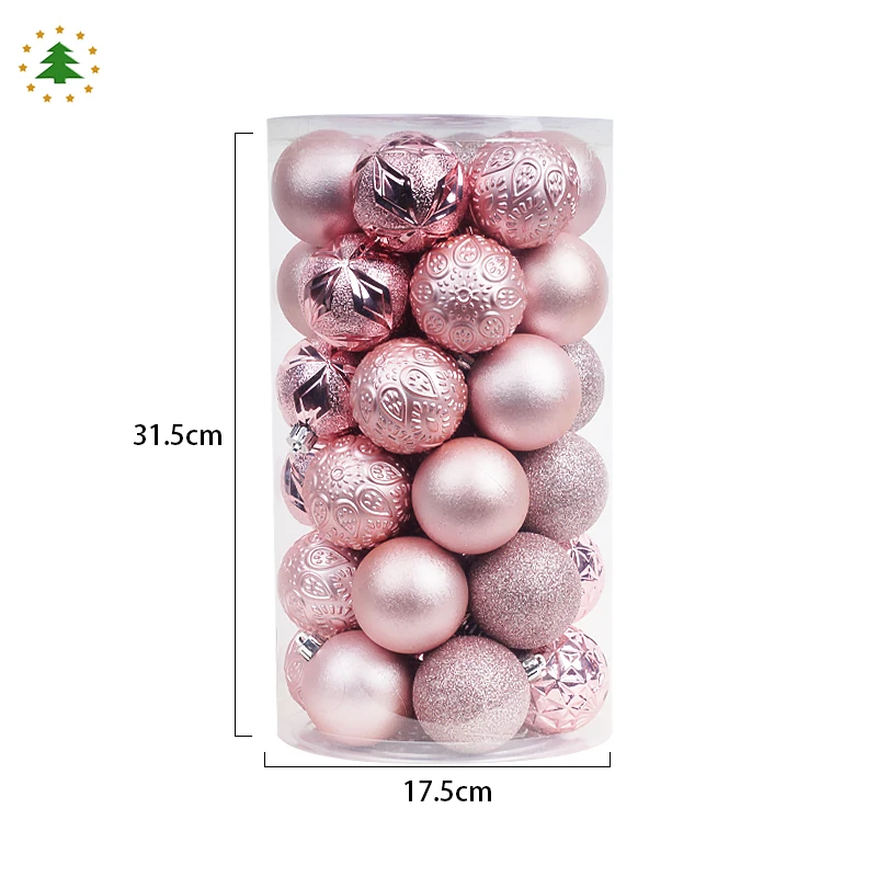 Jintai custom made luxury gift box decoration innovative home hanging snow pattern pink decor baubles christmas ball