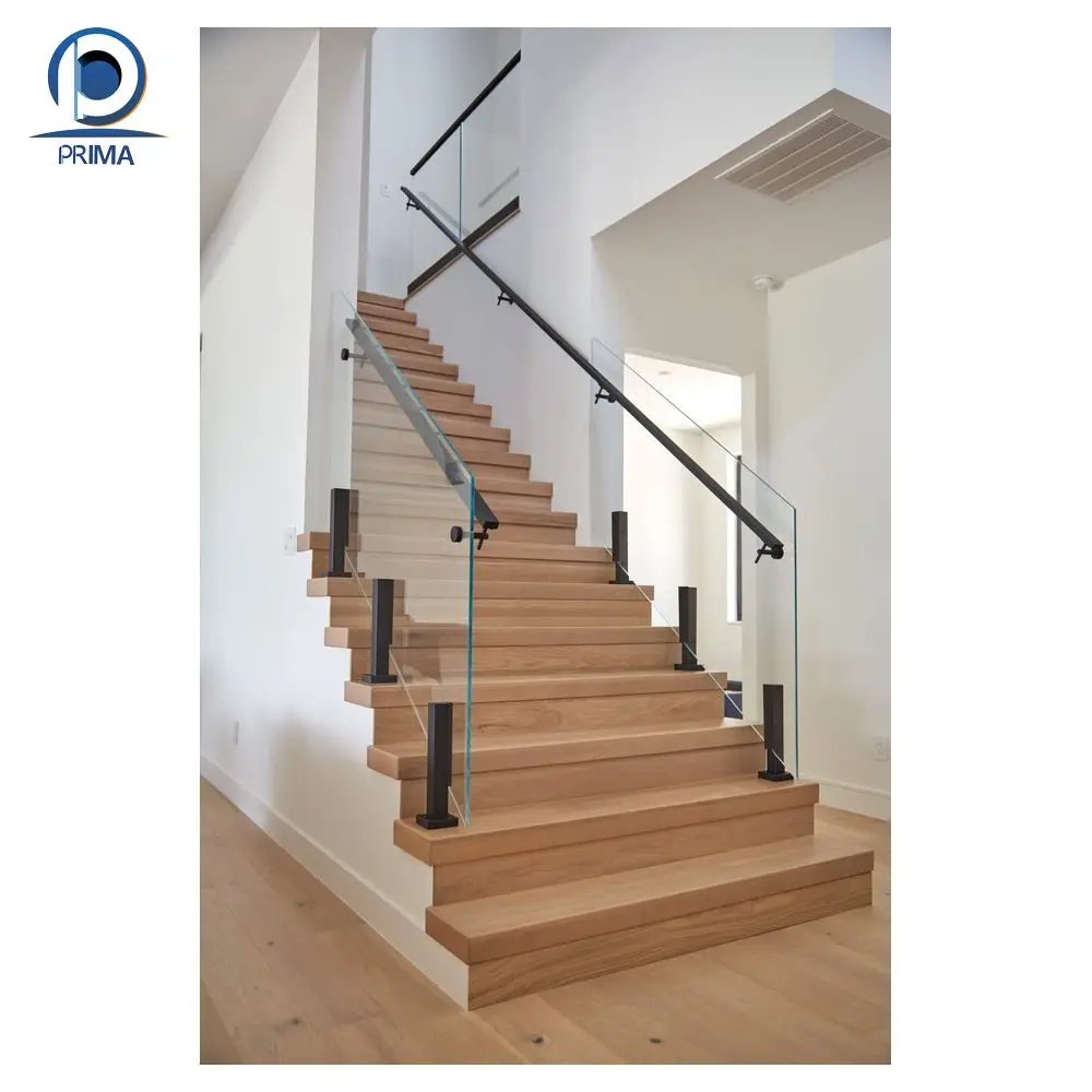 Prima tempered laminated glass stair railing spigot outdoor glass railings stainless steel design glass railings