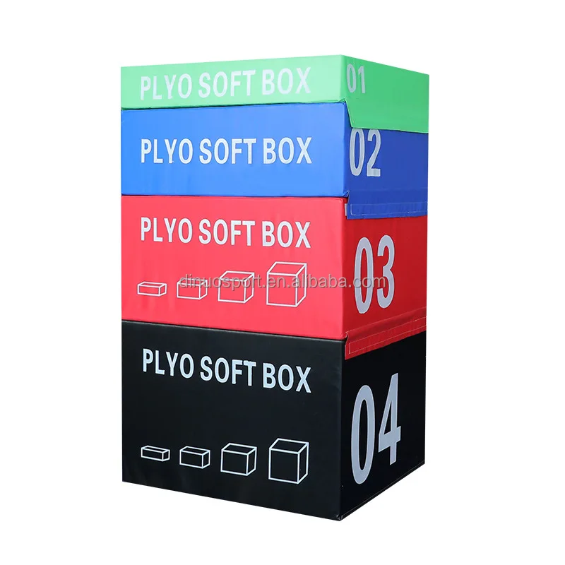 Sports Platform Rectangular Stackable Jumping Box Soft Plyo Box Foam 3 in 1 Soft Box Set for Jump Training Skipping Exercise