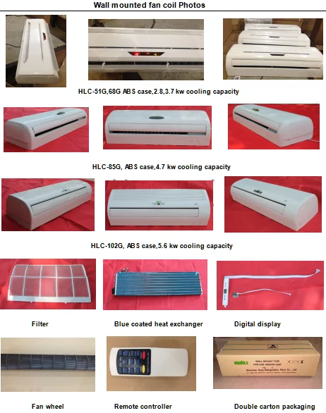 Chiller Water Type Industry 18000BTU Wall Water Cooling Type Central Air Conditioning Indoor Unit Wall Mount Fan Coil Unit