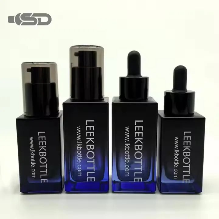 Luxury 30ml 50ml Custom Edm Rectangle Cosmetic Dropper Glass Bottle Pump 50ml Cosmetic Glass Bottle