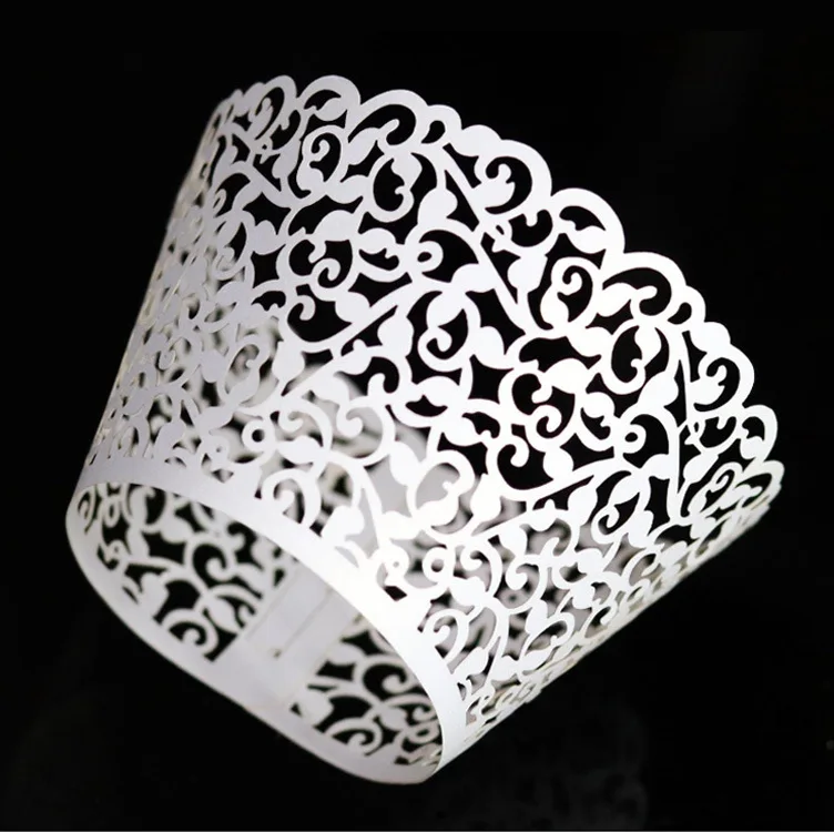 Custom Multicolor Paper Baking Cup Cake Molds Border Hollowed Out Vine Pattern Cake Cups