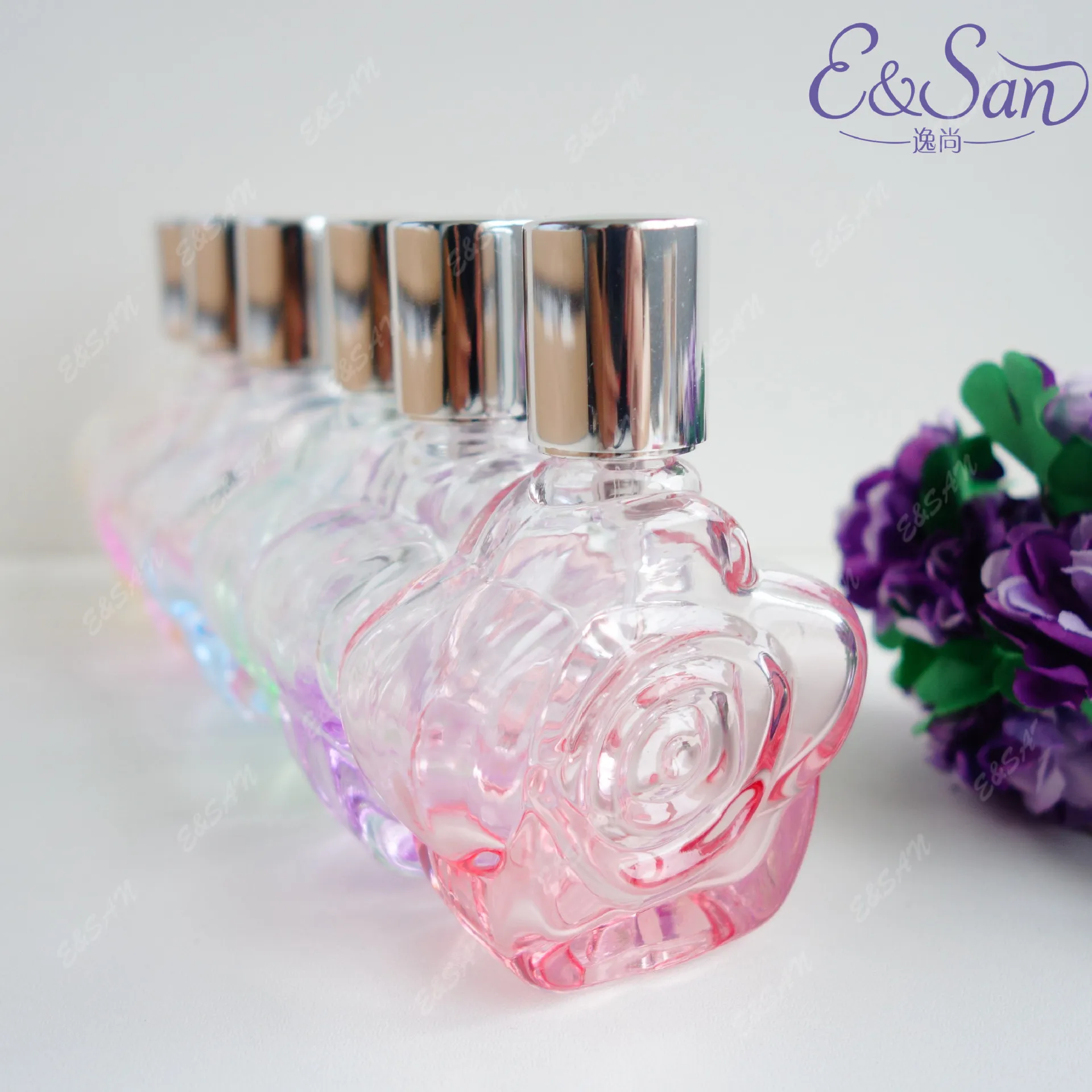 PT106 30ML Wholesale Colored Rose Flower Glass Refill Empty Perfume Atomizer Spray Bottle